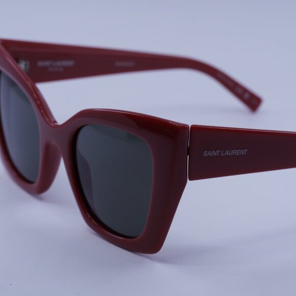 Saint Laurent SL552 010 Sunglasses Red Cat Eye Frame, Grey Lenses - Picture 10 of 11